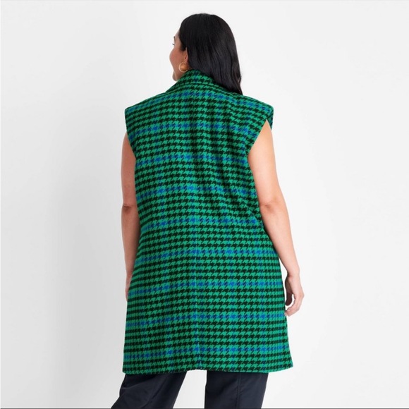 NWT Future Collective Kahlana Barfield Brown Sleeveless Long Shacket Green - Picture 2 of 3